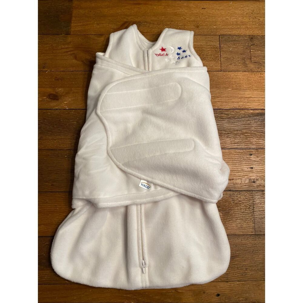 Halo Newborn Swaddle sleep white baby girl boy stars moon